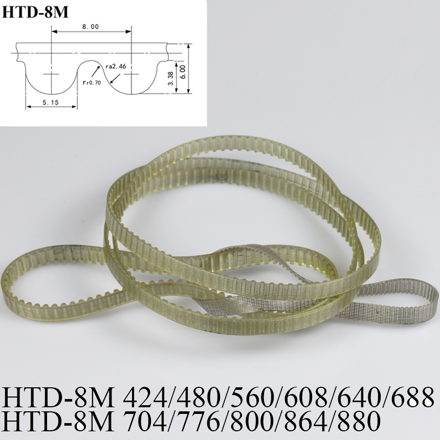 Timing Belt - HTD 8M 424/480/560/608/640/688/704/776/800/864/880 8mm Pitch PU
